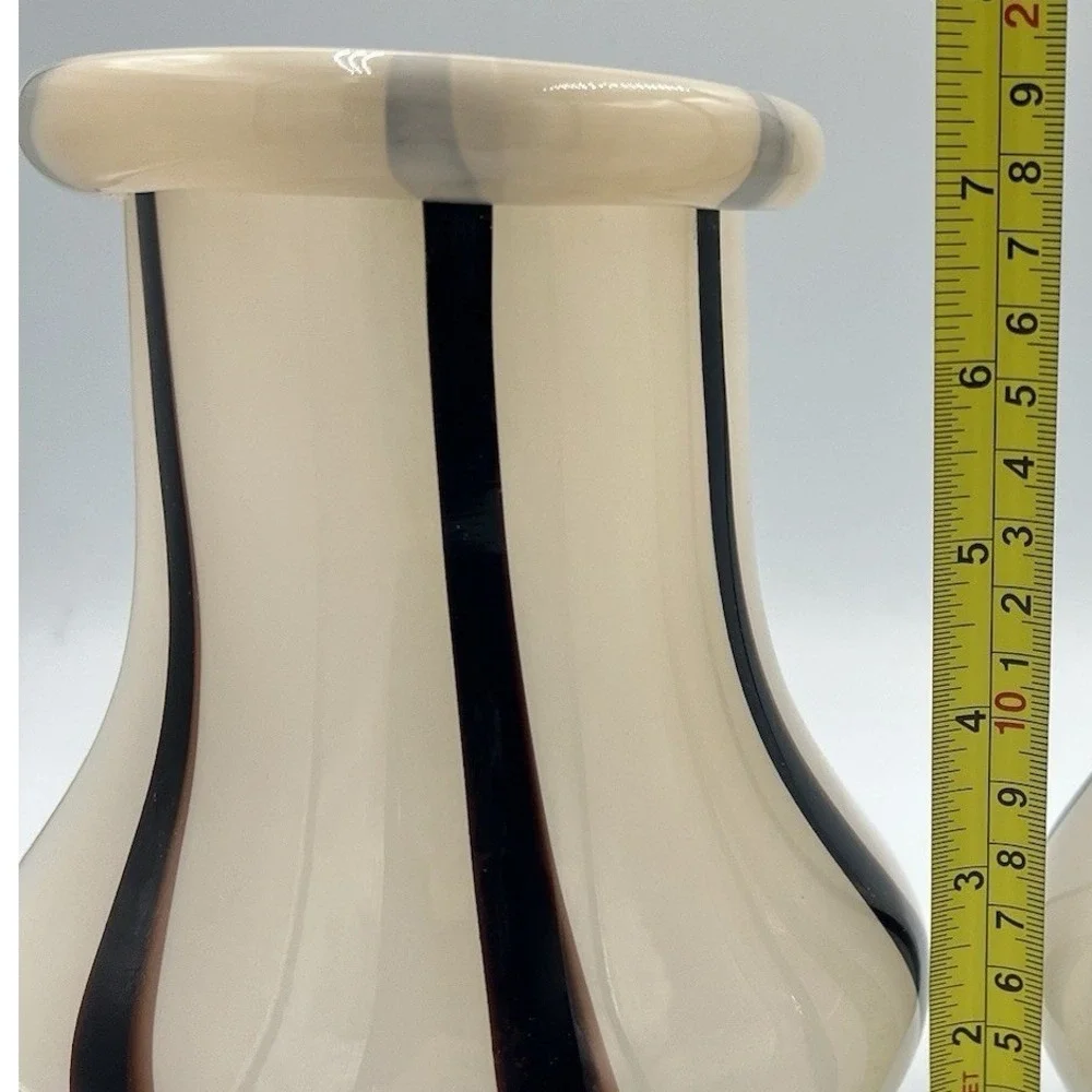 Ferm Living Riban Vase Cream Ribbon‎ Stripe Scandinavian Danish Glass Decor